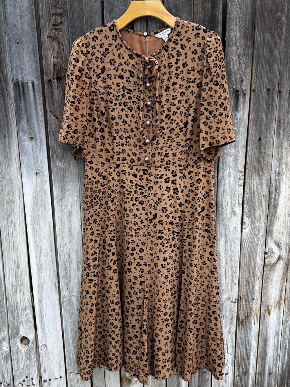 LK Bennett Montana Midi Dress Silk Animal Leopard Print 12
